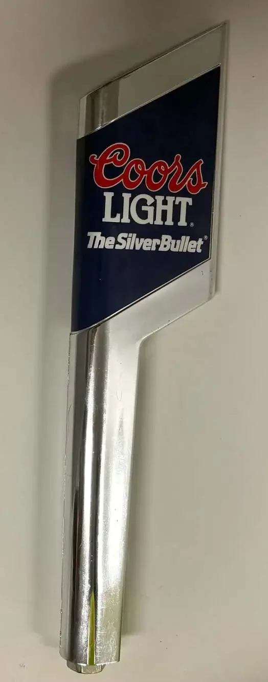 Coors Light Beer Tap Handle The Silver Bullet Chrome and Blue